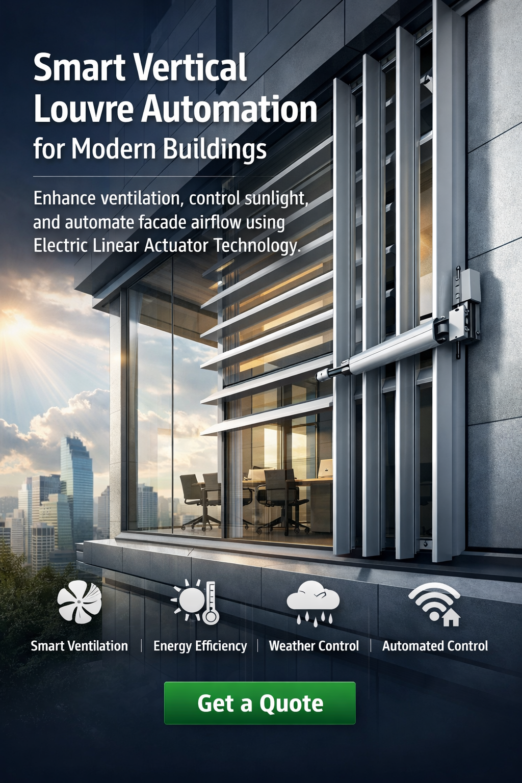 Vertical Operable Aluminum Louvre System Using Actuator