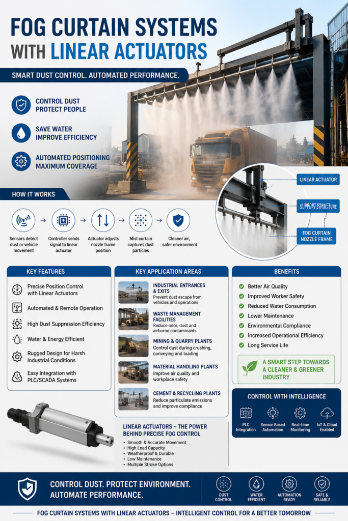 Fog Curtain Systems with Linear Actuators
