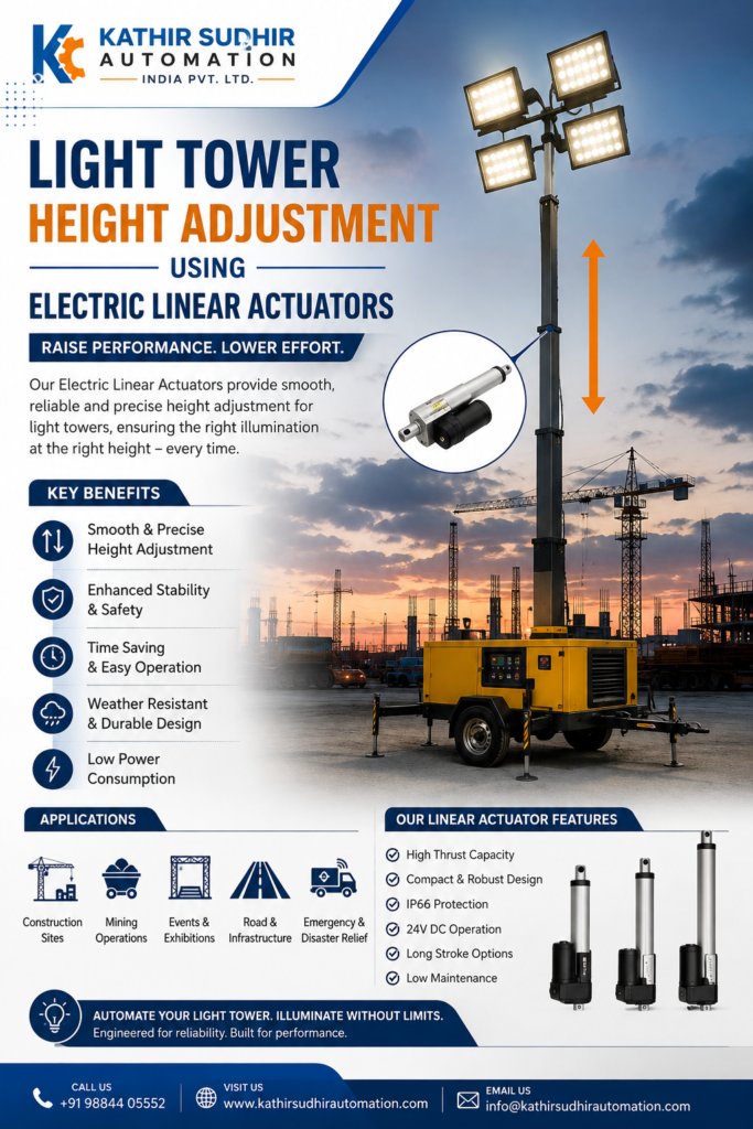 Light Tower Height Adjustment Using Electric Linear Actuators